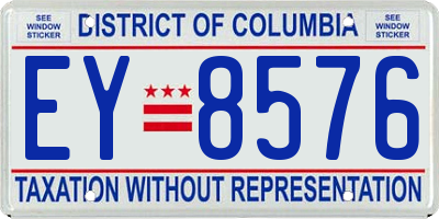 DC license plate EY8576