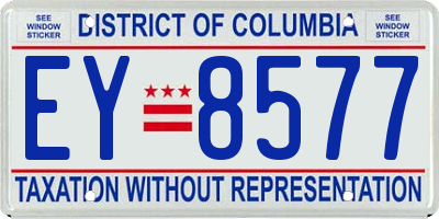 DC license plate EY8577