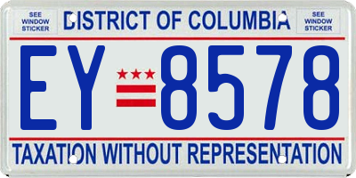 DC license plate EY8578