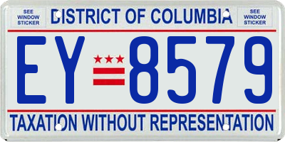 DC license plate EY8579