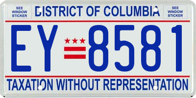 DC license plate EY8581