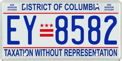 DC license plate EY8582