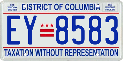 DC license plate EY8583