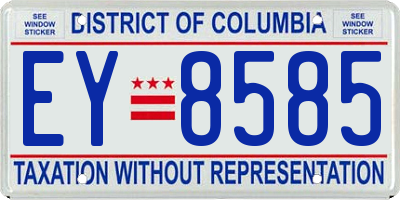 DC license plate EY8585