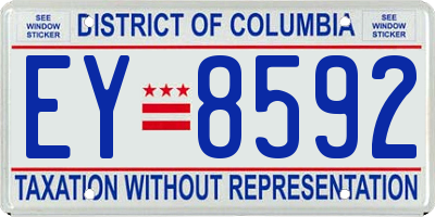 DC license plate EY8592