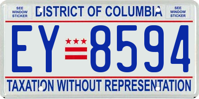 DC license plate EY8594