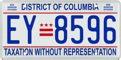 DC license plate EY8596