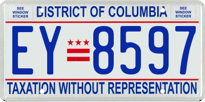 DC license plate EY8597