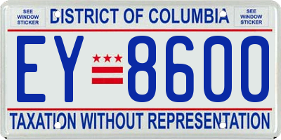 DC license plate EY8600