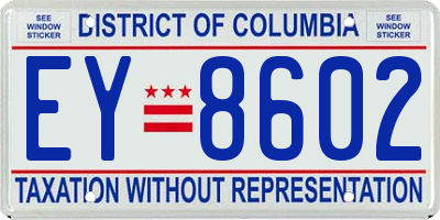 DC license plate EY8602