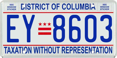 DC license plate EY8603