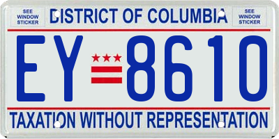 DC license plate EY8610