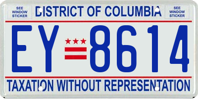 DC license plate EY8614