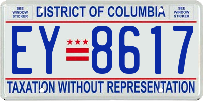 DC license plate EY8617