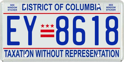 DC license plate EY8618