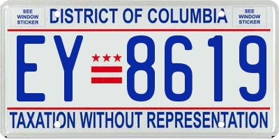 DC license plate EY8619