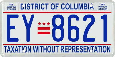 DC license plate EY8621