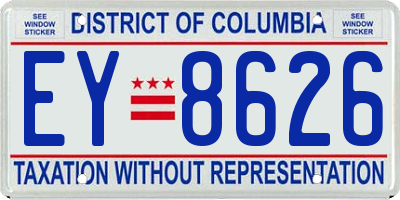 DC license plate EY8626