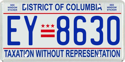 DC license plate EY8630