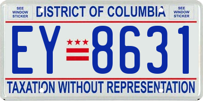 DC license plate EY8631