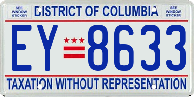 DC license plate EY8633