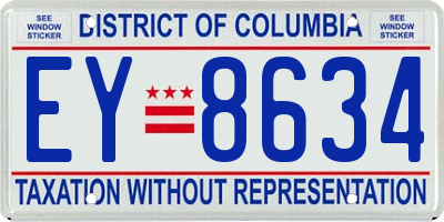 DC license plate EY8634