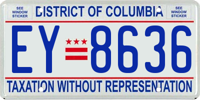 DC license plate EY8636