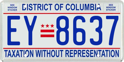 DC license plate EY8637