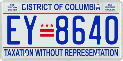 DC license plate EY8640