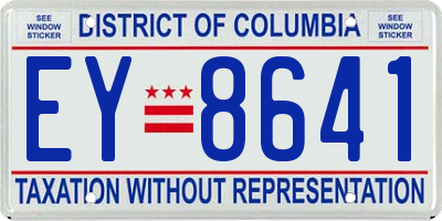 DC license plate EY8641