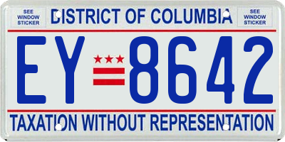 DC license plate EY8642