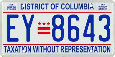 DC license plate EY8643