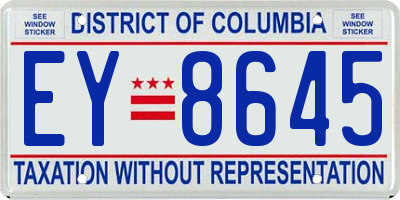 DC license plate EY8645