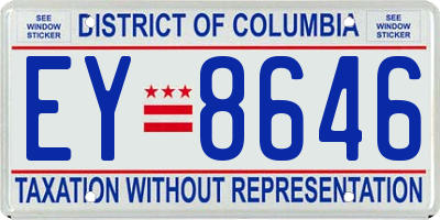 DC license plate EY8646