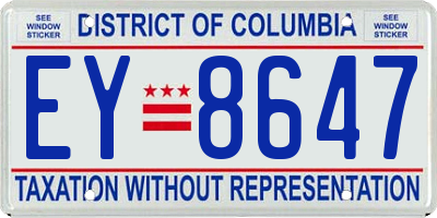 DC license plate EY8647