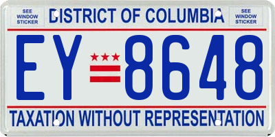 DC license plate EY8648