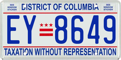 DC license plate EY8649