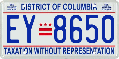 DC license plate EY8650