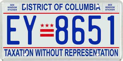 DC license plate EY8651