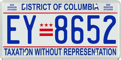 DC license plate EY8652