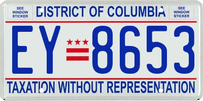 DC license plate EY8653