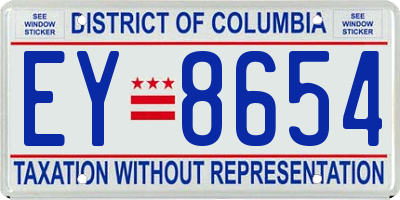 DC license plate EY8654