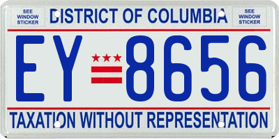 DC license plate EY8656