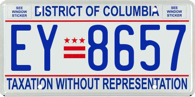 DC license plate EY8657