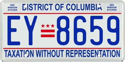 DC license plate EY8659