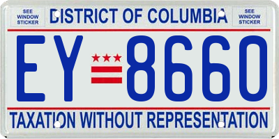 DC license plate EY8660