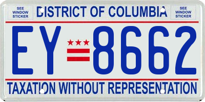 DC license plate EY8662