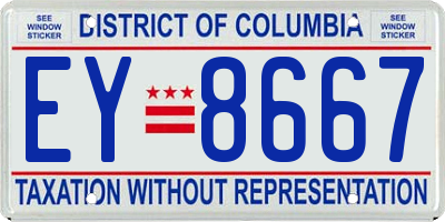 DC license plate EY8667