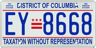 DC license plate EY8668