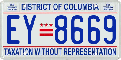 DC license plate EY8669